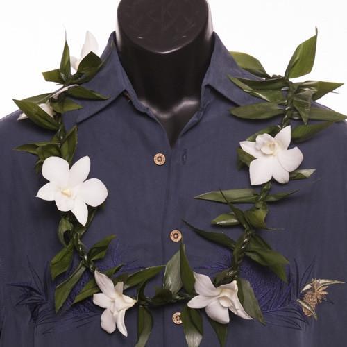 Ti Leafy Lei with Orchids - Image 3