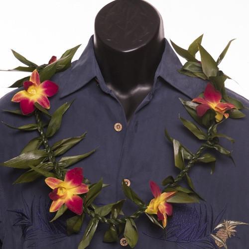 Ti Leafy Lei with Orchids - Image 4
